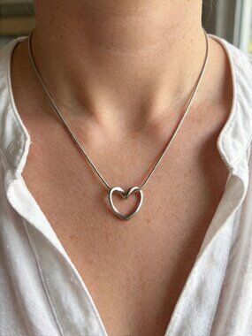Silver Heart Knot Necklace